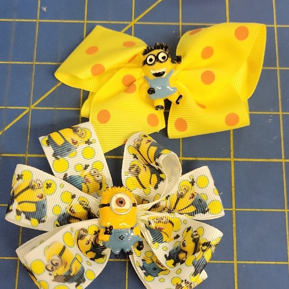 Minions Other - Minions Yellow White Hair Bow Set of 2